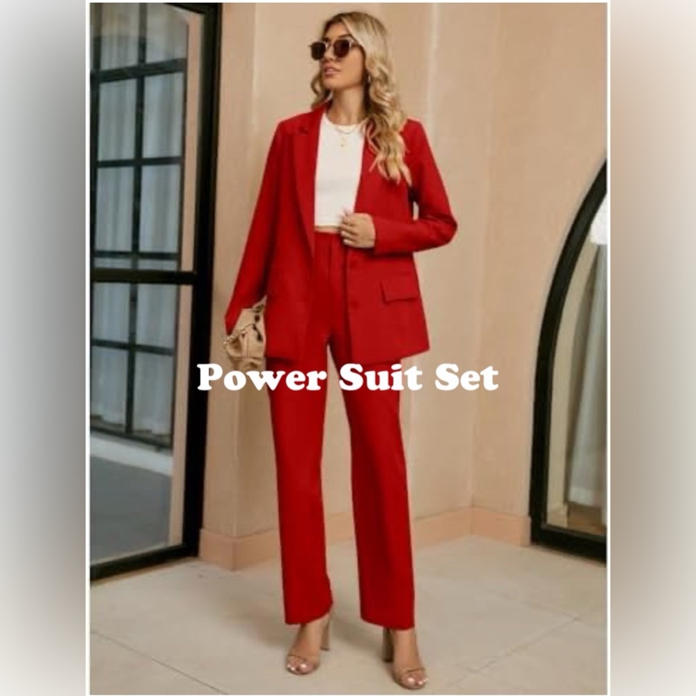 John Meyer Women's Red Power Suit Set with Red & Gold Buttons🔥🔥🔥